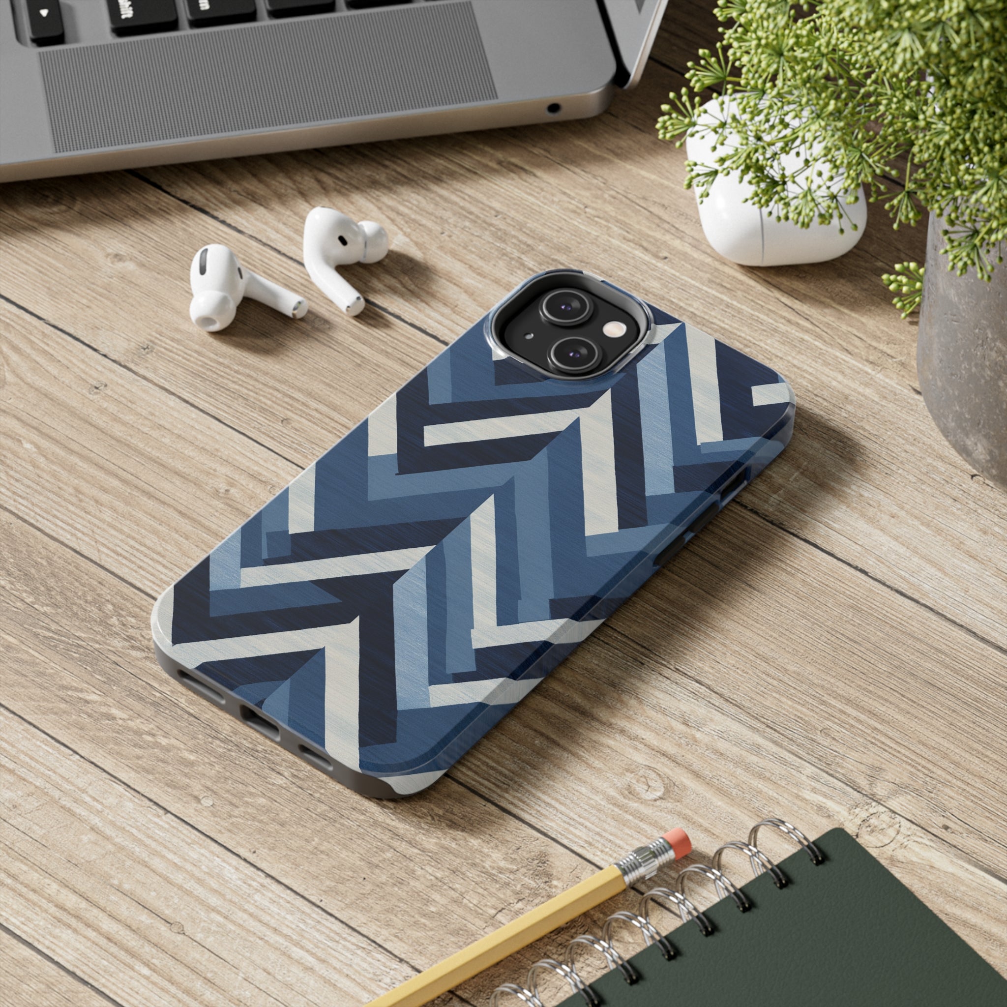 Azure Mosaic: Impact-Resistant iPhone Case