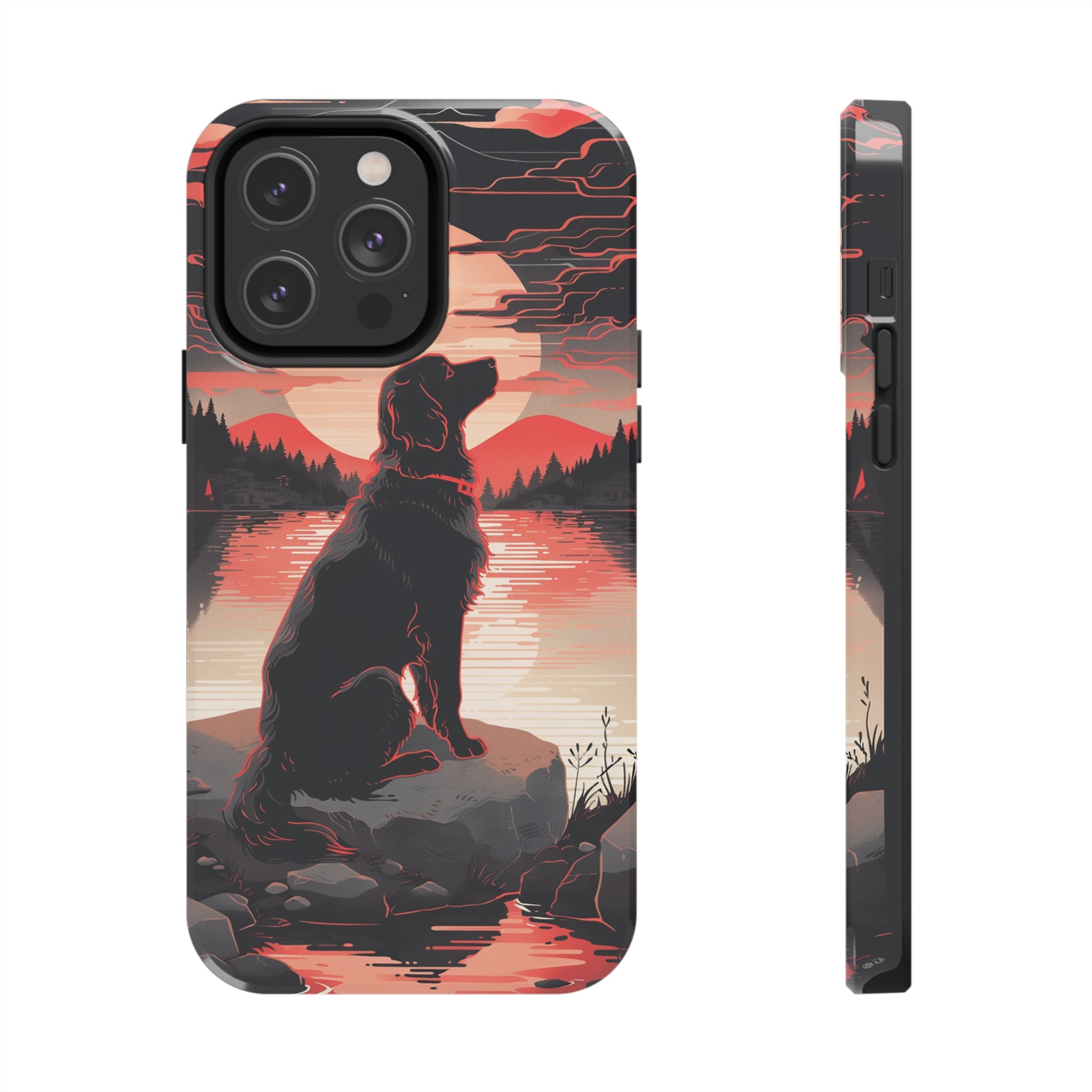 Golden Retriever Love - Dark Mode: Impact-Resistant iPhone Case