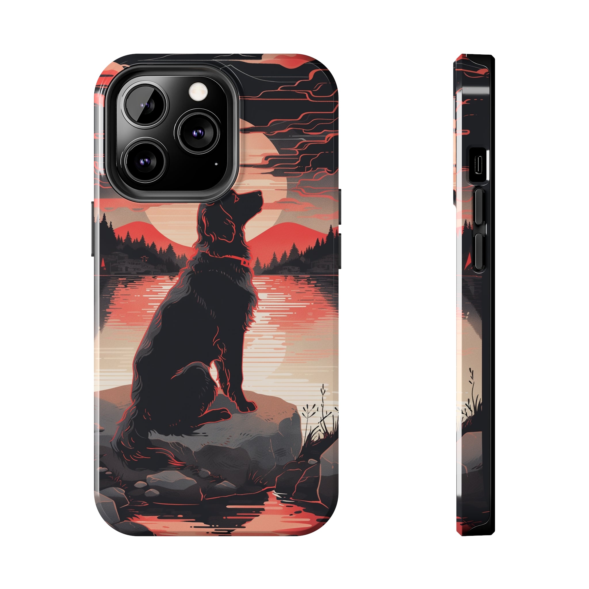 Golden Retriever Love - Dark Mode: Impact-Resistant iPhone Case