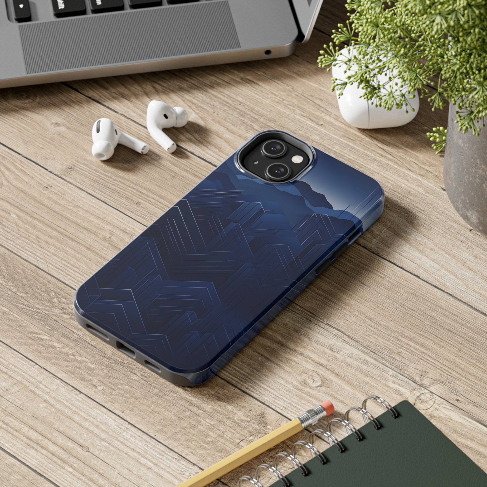 Blue Pixels: Impact-Resistant iPhone Case