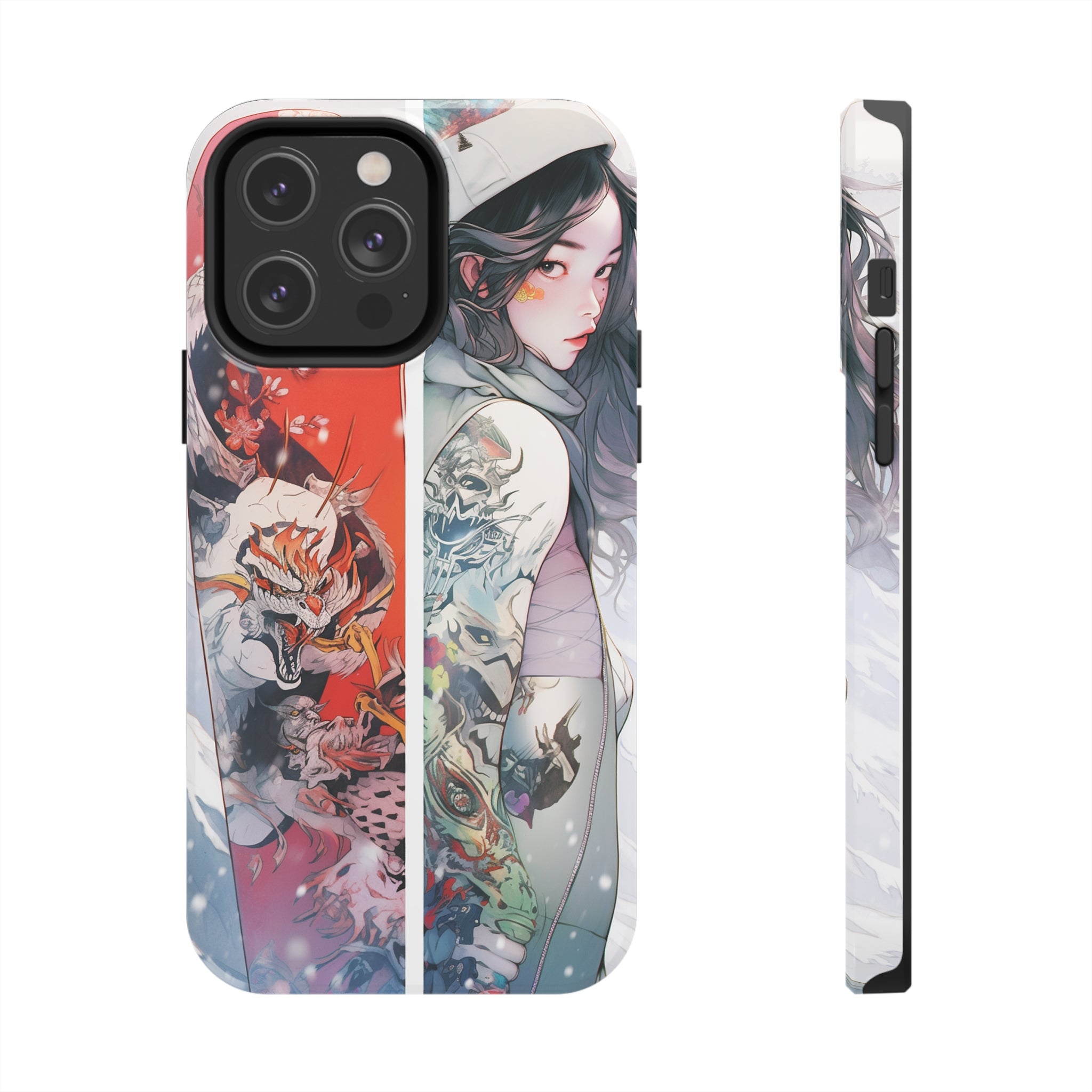 Snowboarding Girl's Odyssey: Impact-Resistant iPhone Case