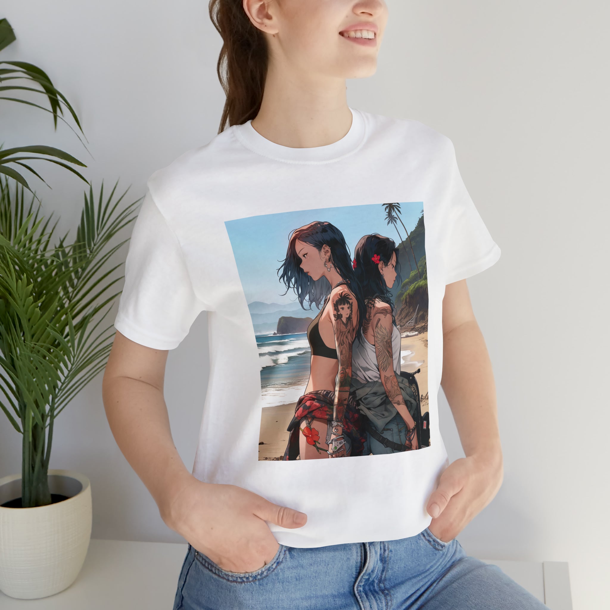 Seoul Beach Vibes Bikini Tattoos Girl Friends Short Sleeve Tee