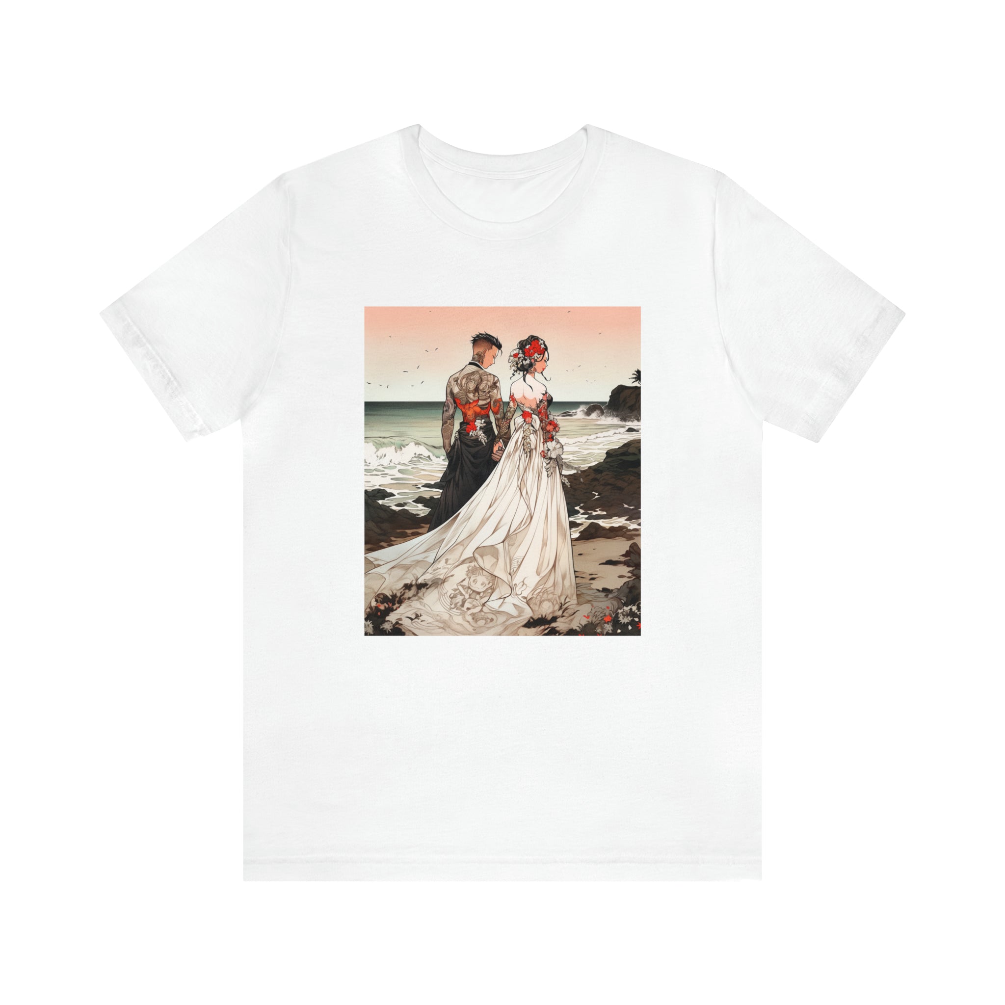 Seoul Beach Vibes Tattoos Couple Wedding Short Sleeve Tee