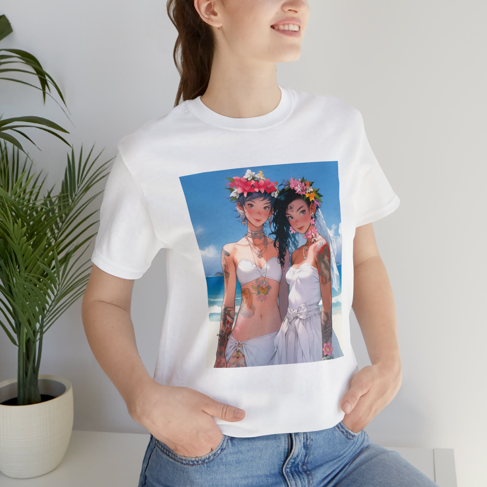 Seoul Beach Vibes Bikini Tattoos Girls Wedding Short Sleeve Tee