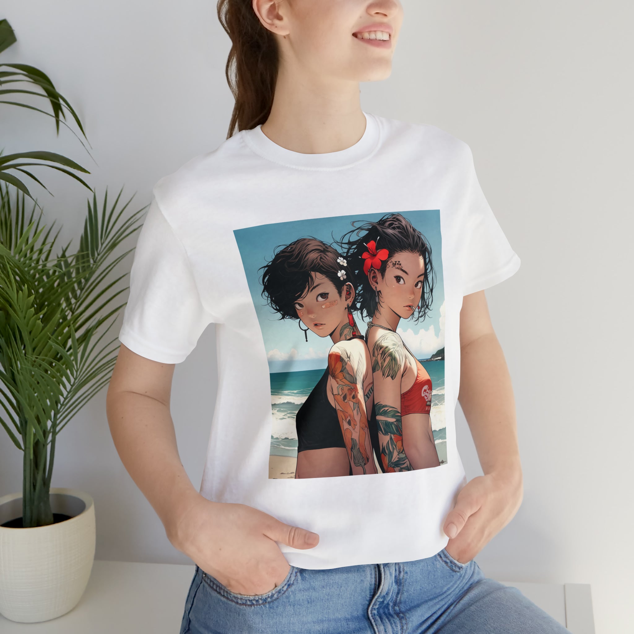 Seoul Beach Vibes Bikini Tattoos Girl Friends Short Sleeve Tee