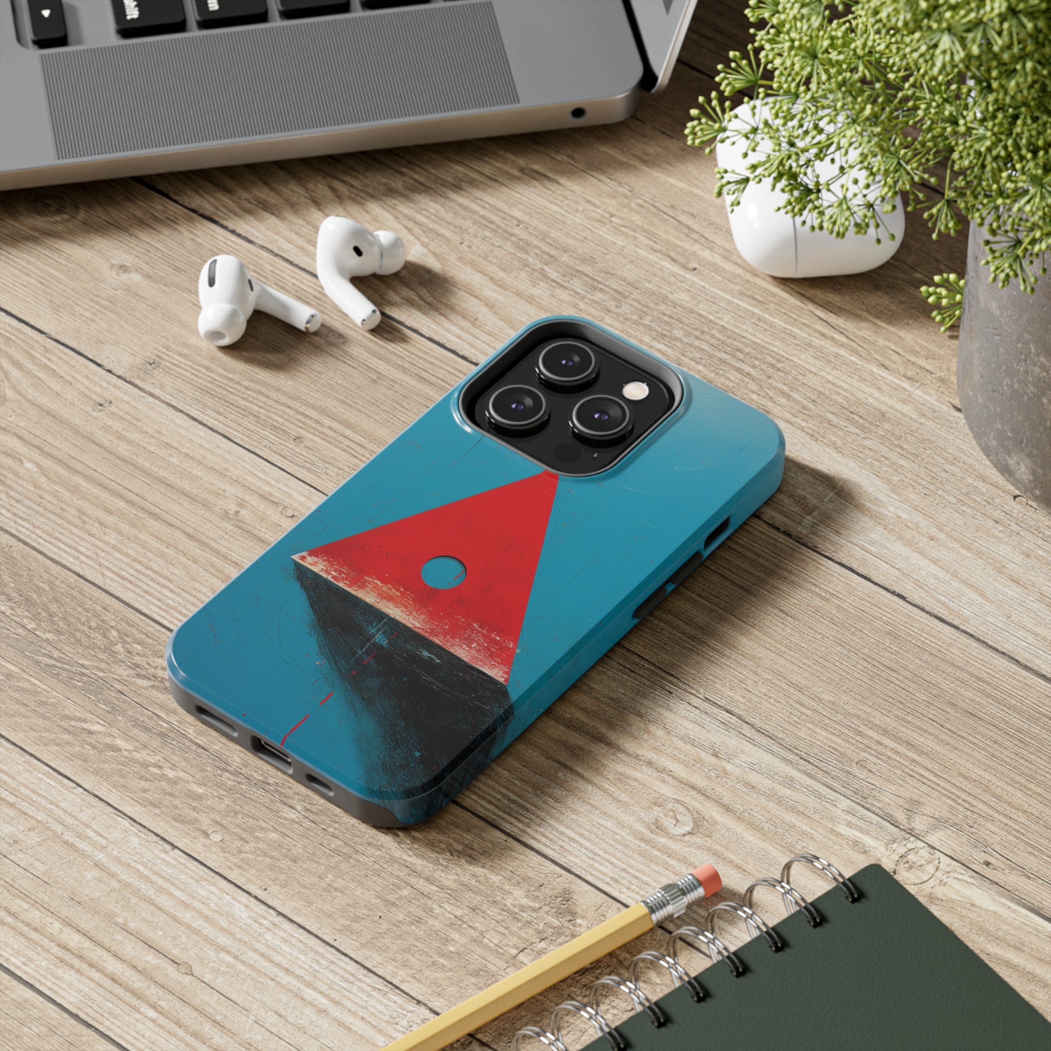 Spooky Red Triangle: Impact-Resistant iPhone Case