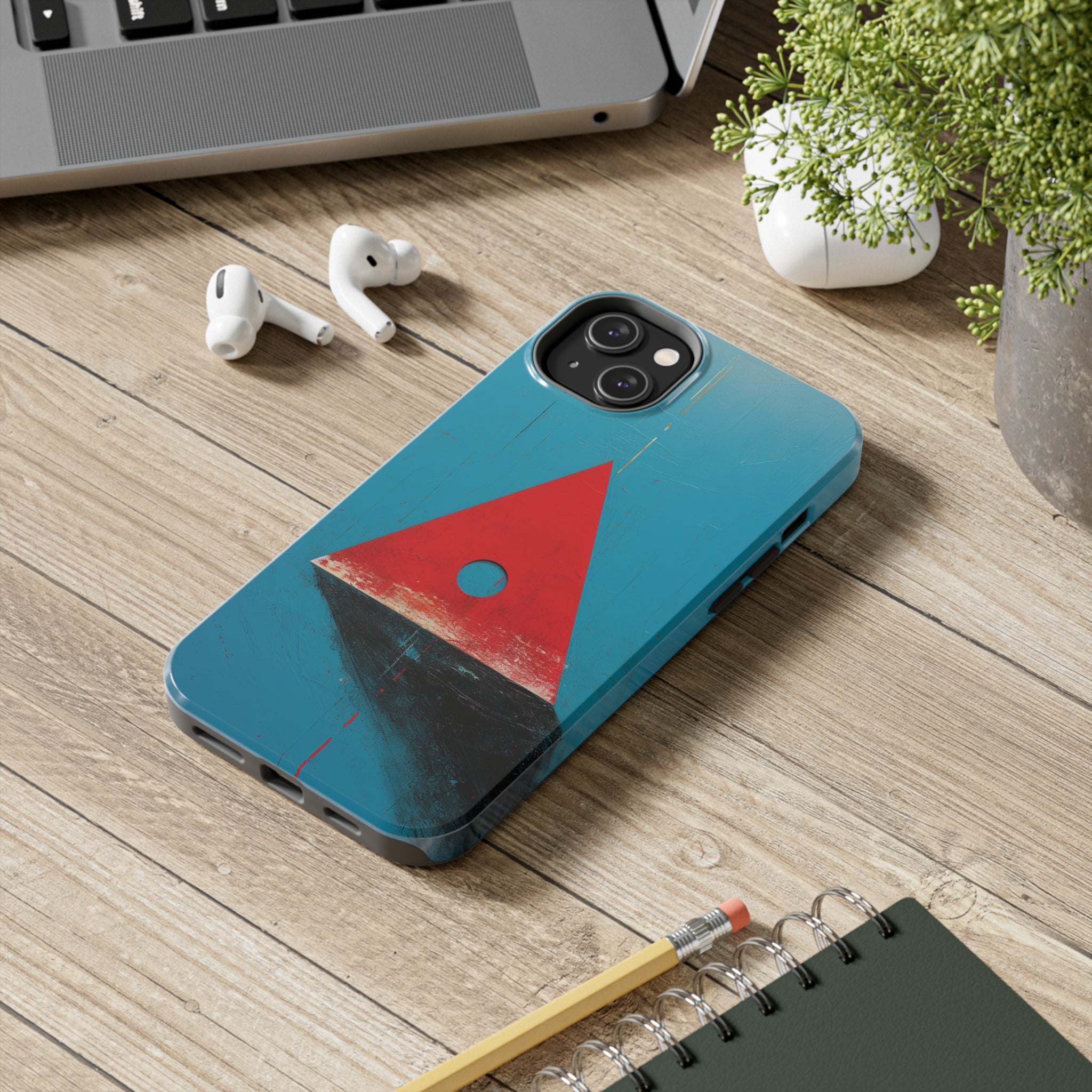 Spooky Red Triangle: Impact-Resistant iPhone Case