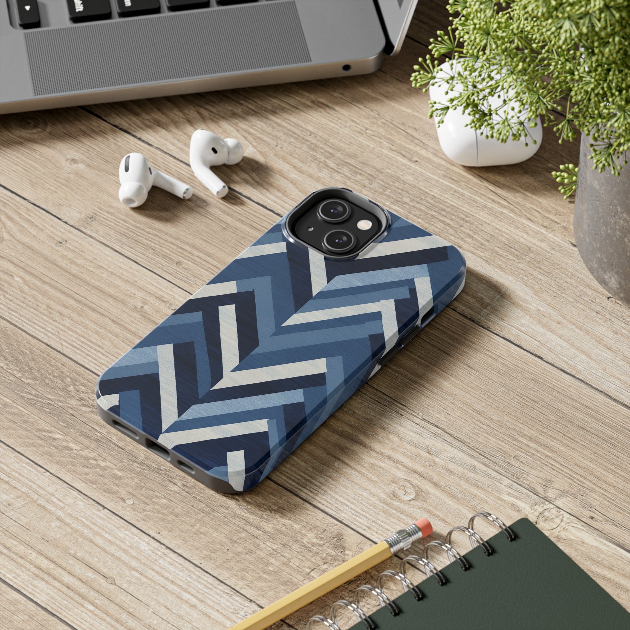 Azure Mosaic: Impact-Resistant iPhone Case