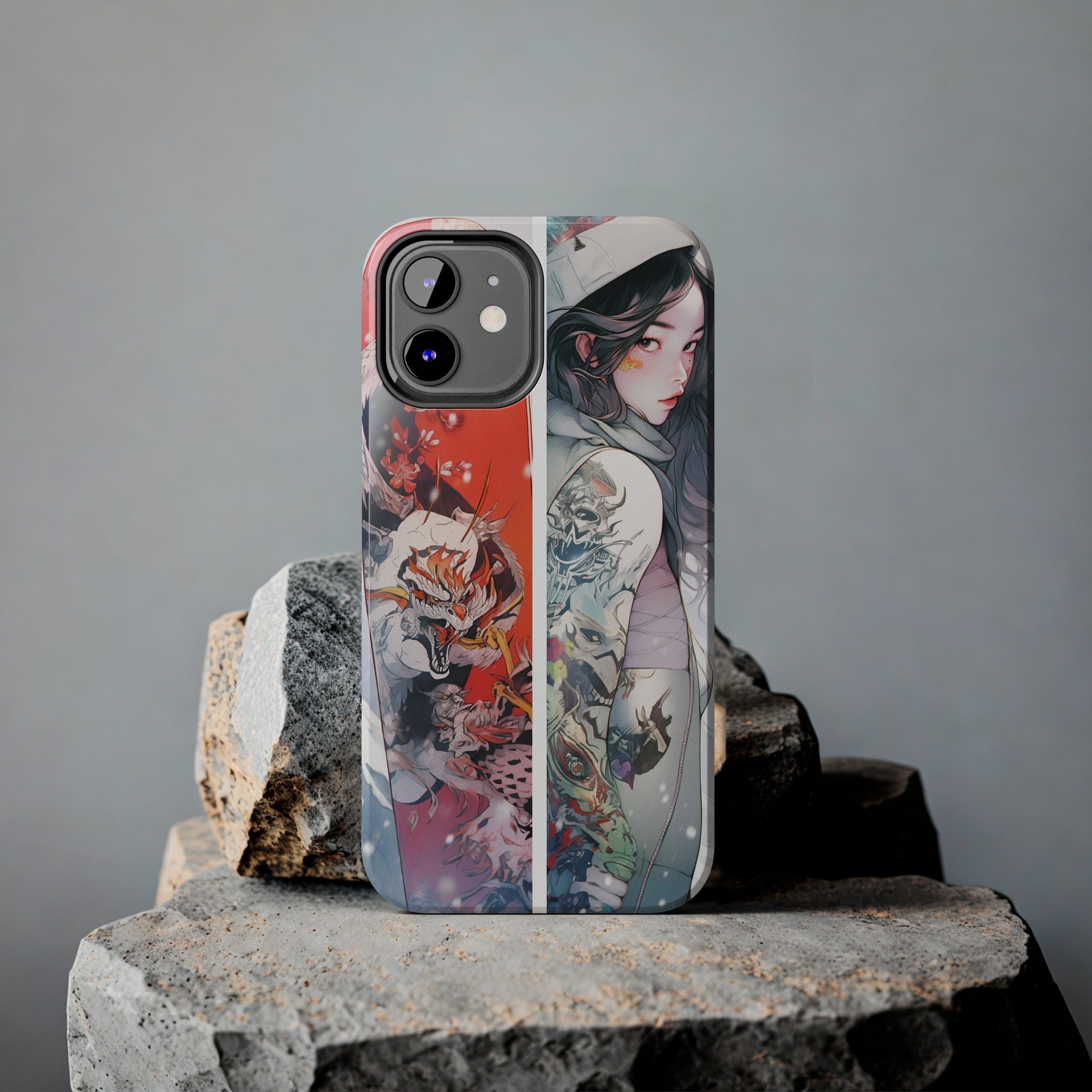 Snowboarding Girl's Odyssey: Impact-Resistant iPhone Case