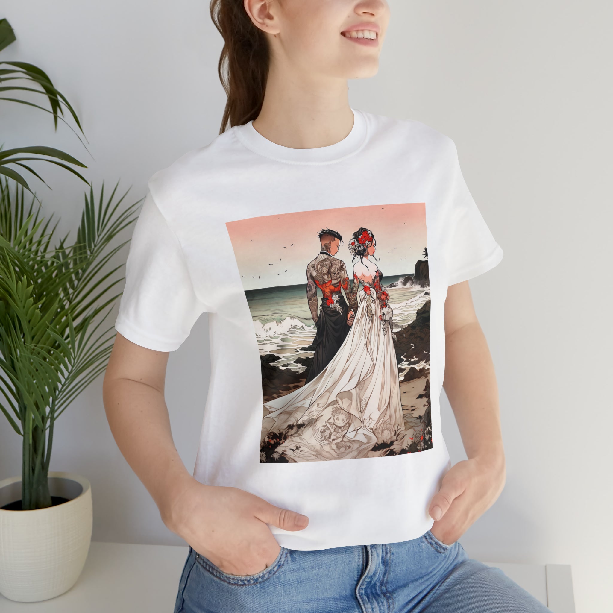 Seoul Beach Vibes Tattoos Couple Wedding Short Sleeve Tee