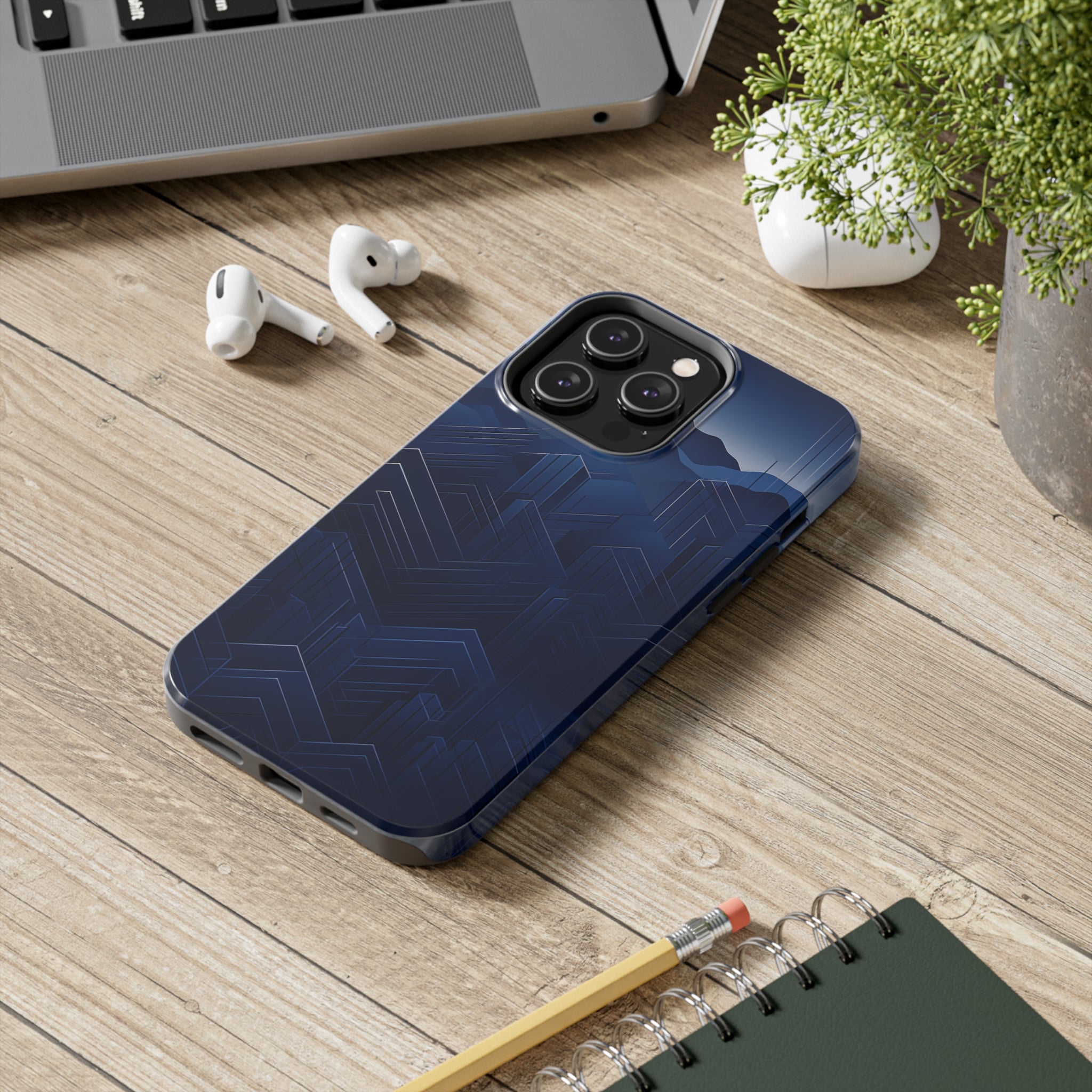 Blue Pixels: Impact-Resistant iPhone Case