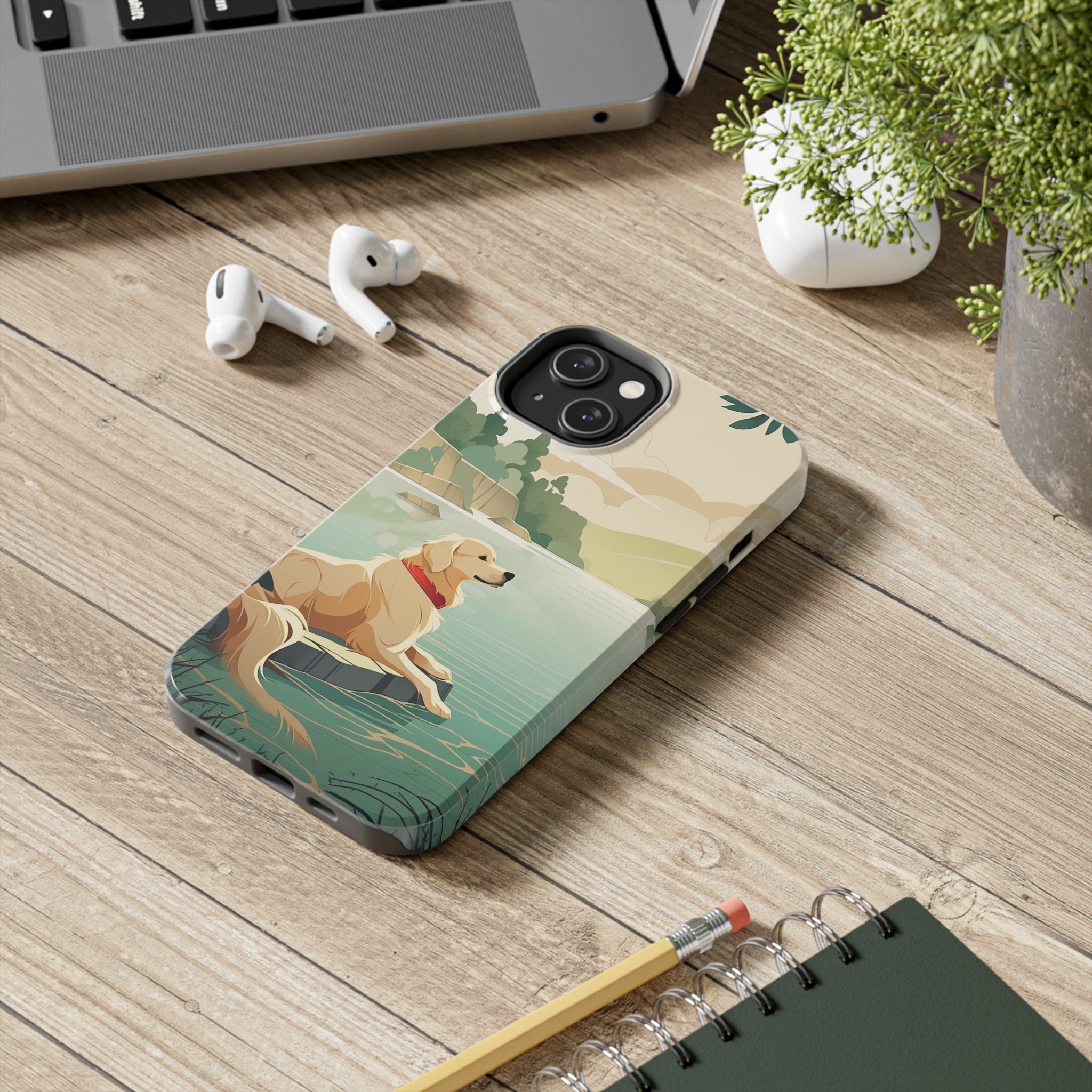 Golden Retriever Love: Impact-Resistant iPhone Case