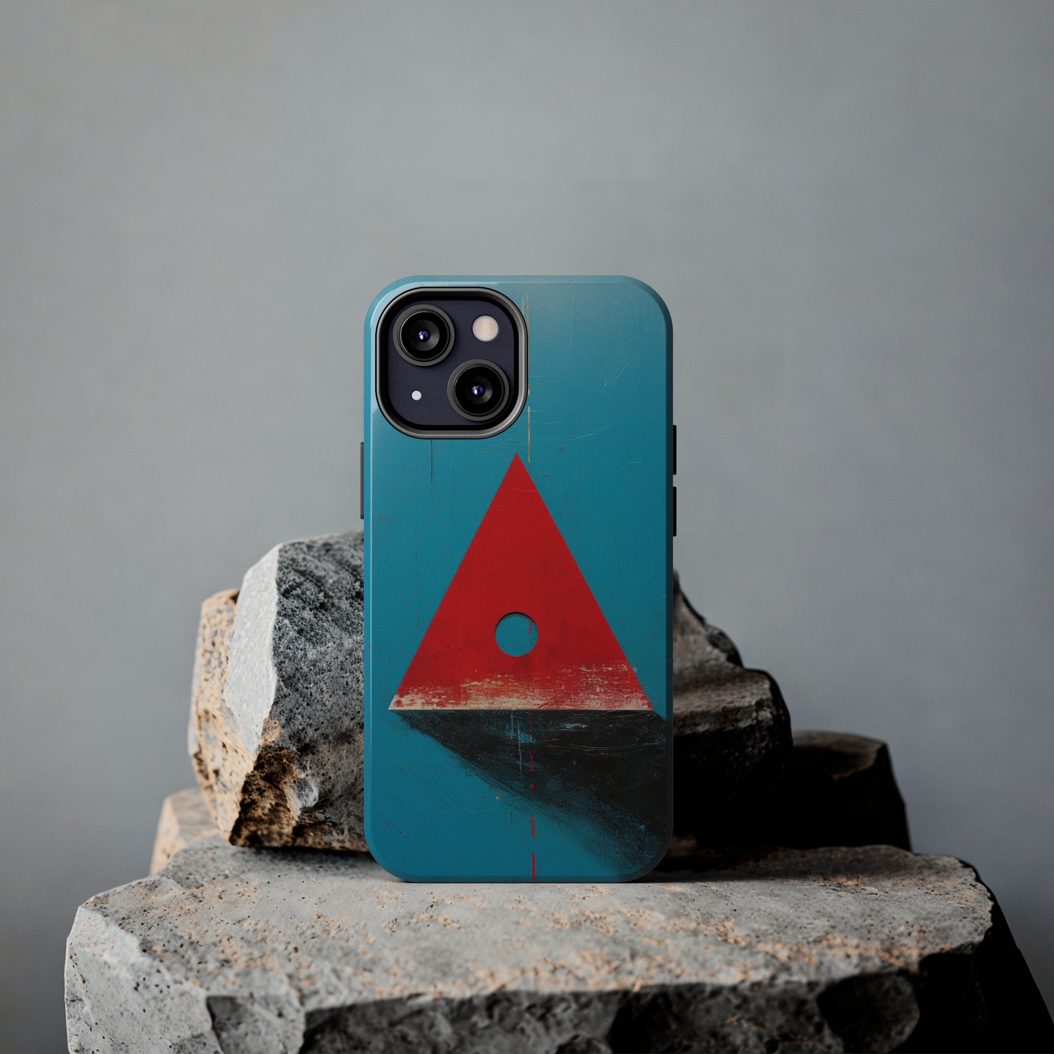 Spooky Red Triangle: Impact-Resistant iPhone Case