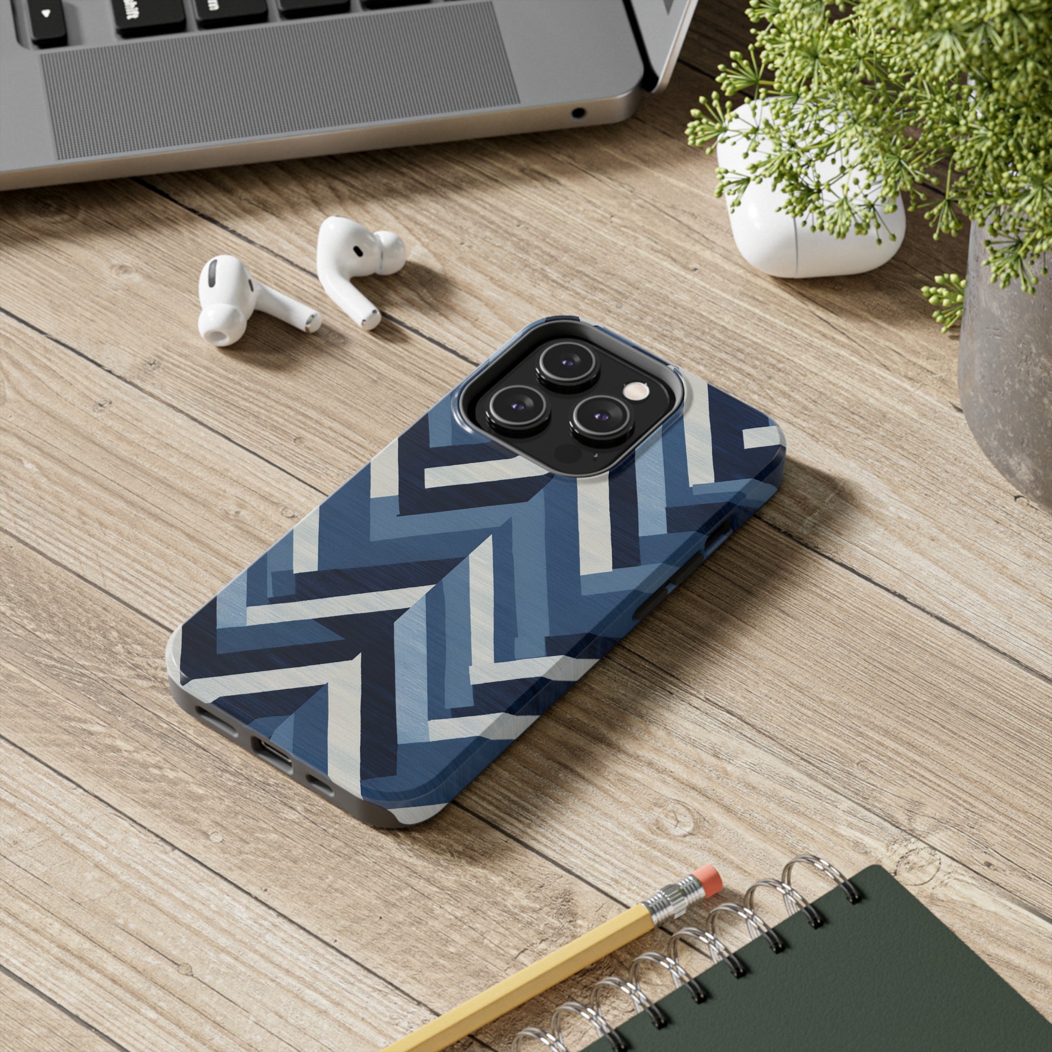 Azure Mosaic: Impact-Resistant iPhone Case