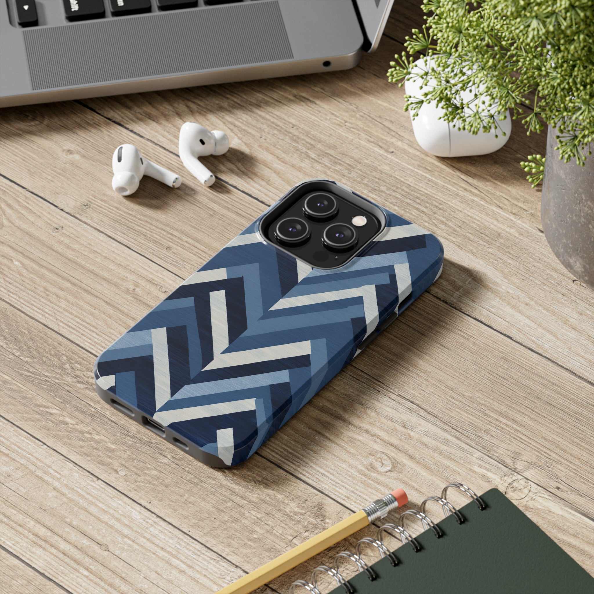 Azure Mosaic: Impact-Resistant iPhone Case