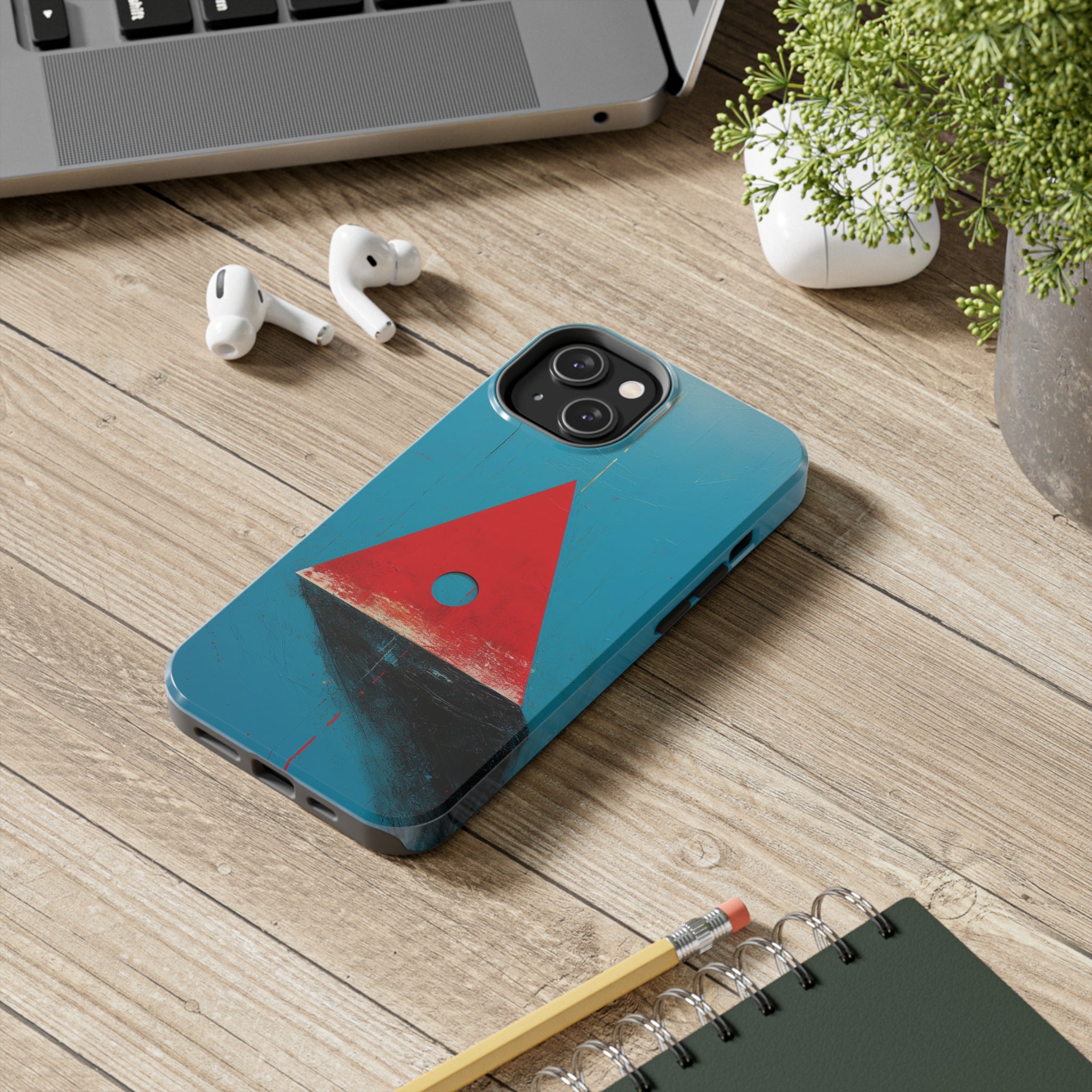 Spooky Red Triangle: Impact-Resistant iPhone Case