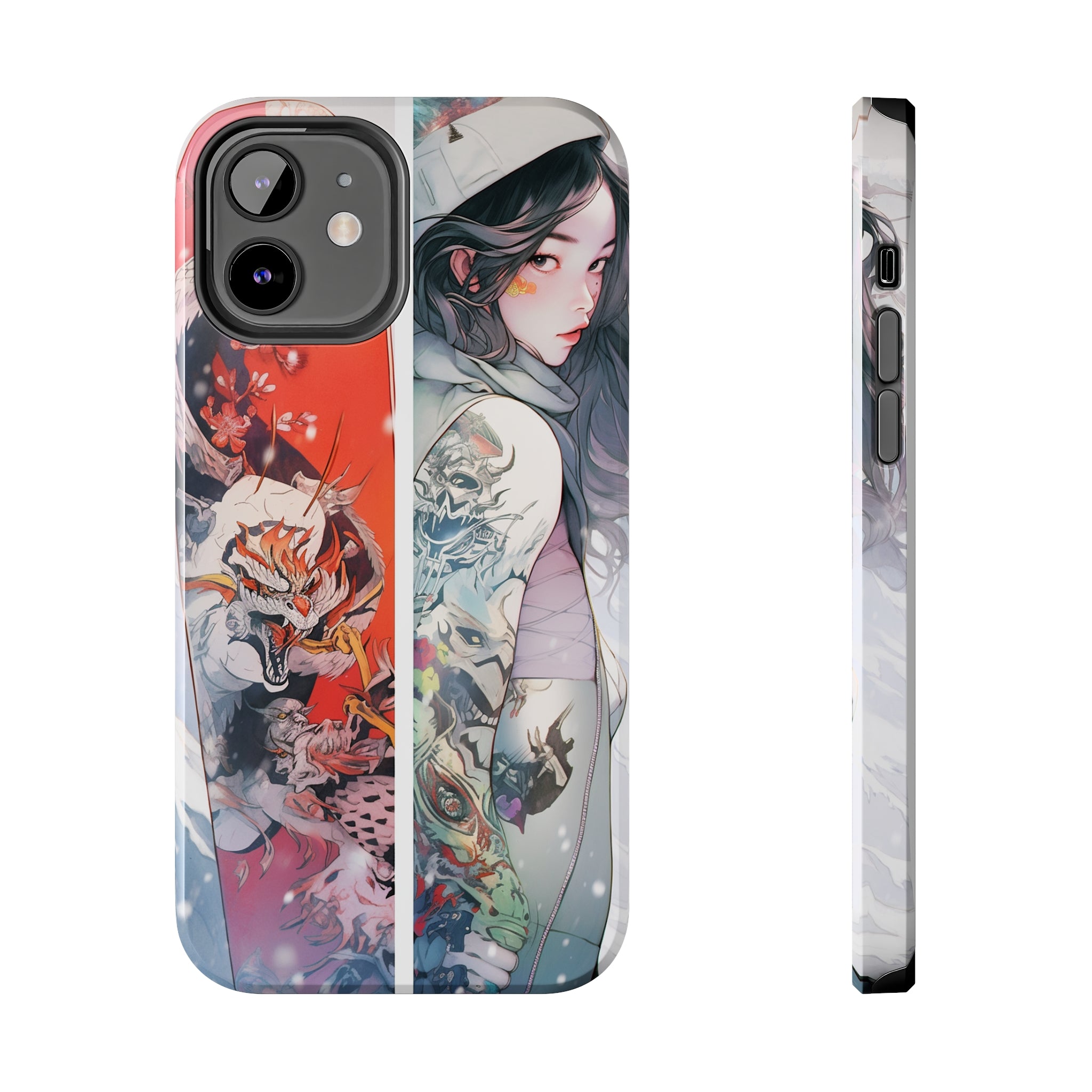 Snowboarding Girl's Odyssey: Impact-Resistant iPhone Case