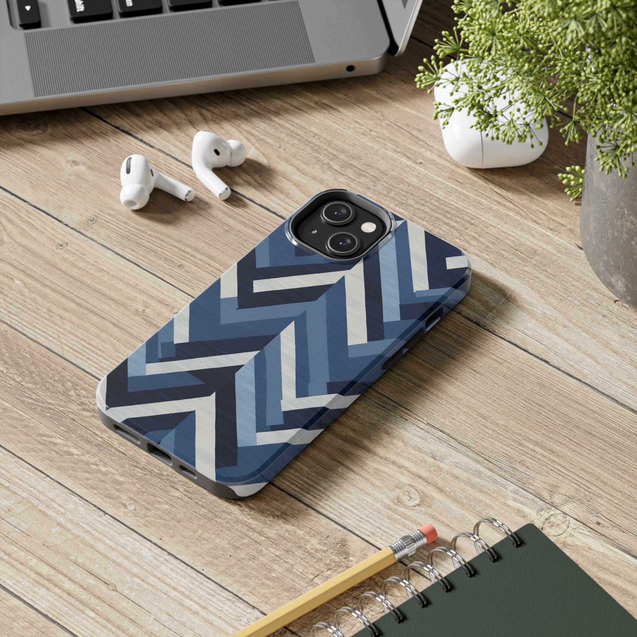 Azure Mosaic: Impact-Resistant iPhone Case