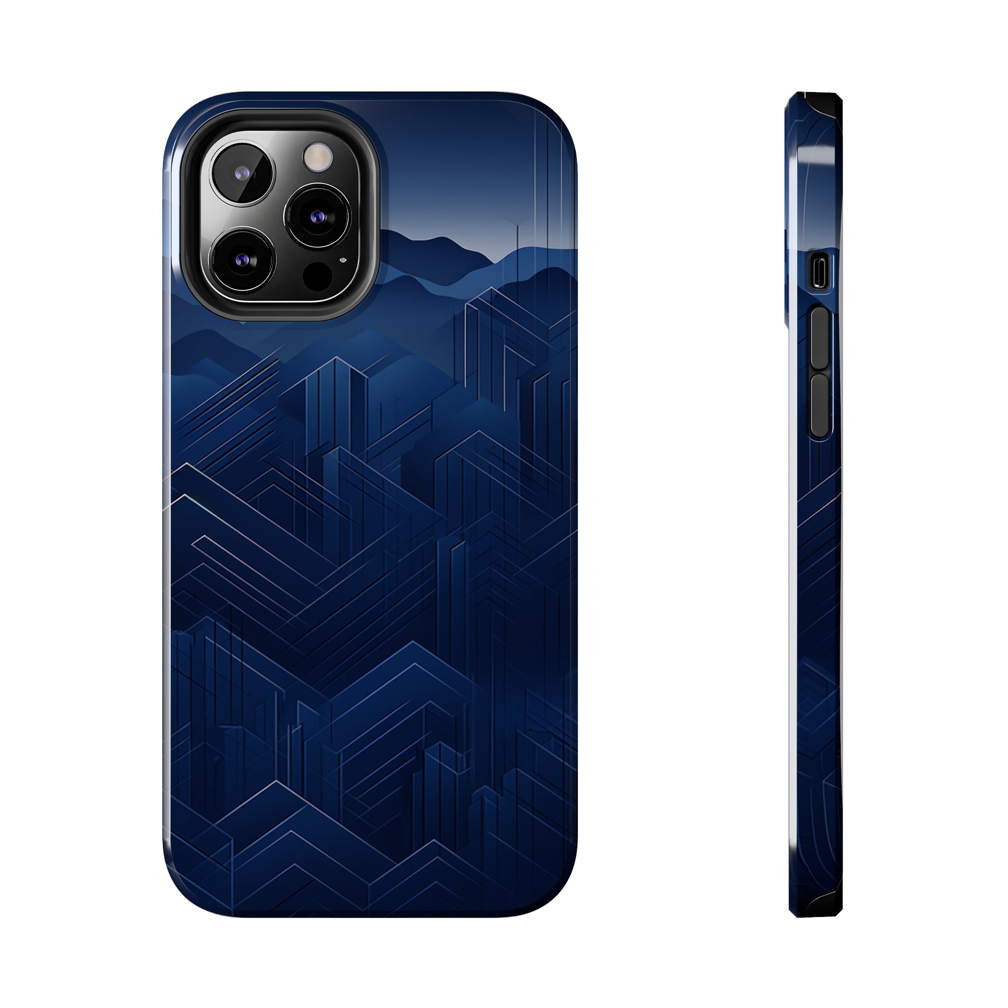 Blue Pixels: Impact-Resistant iPhone Case