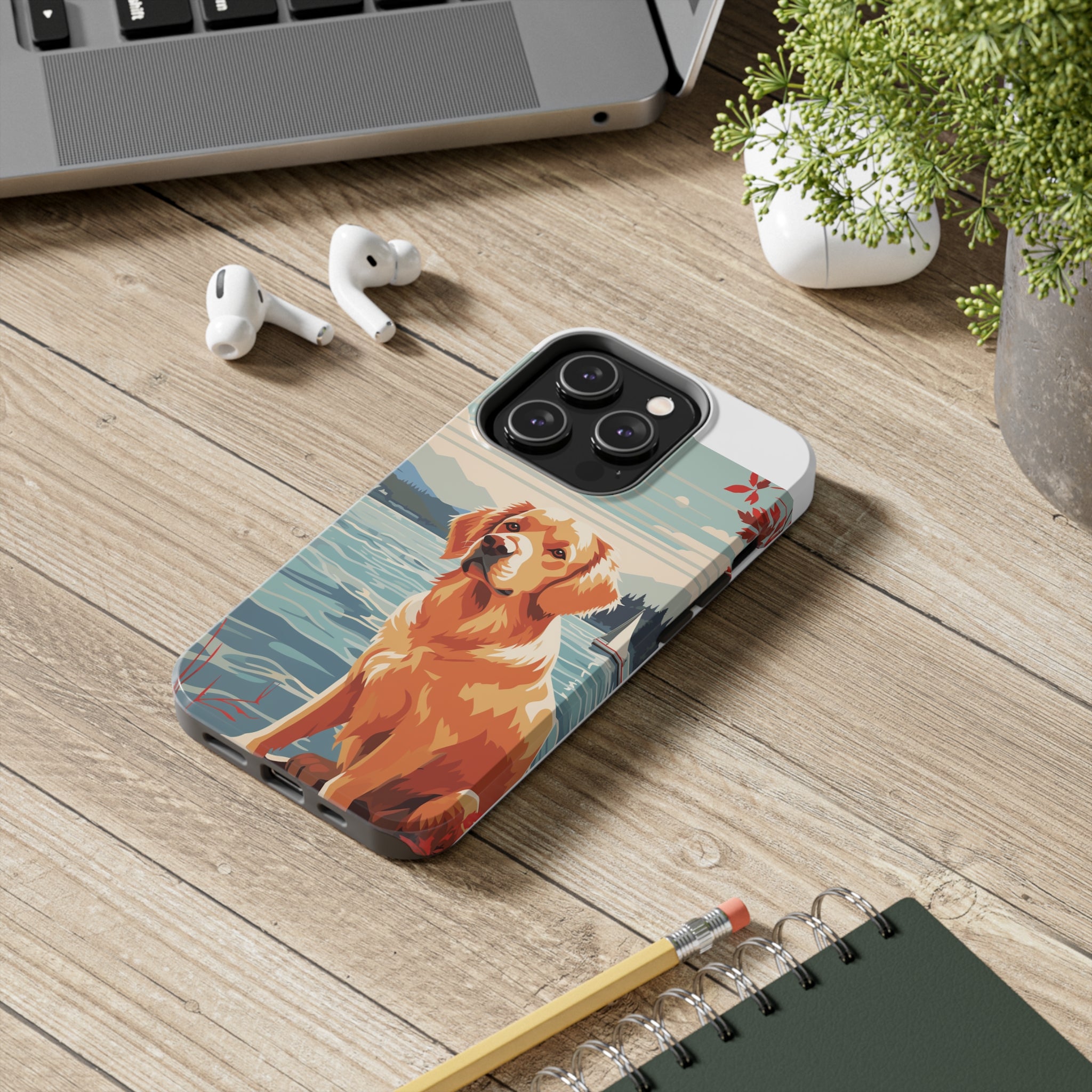 Golden Retriever Love: Impact-Resistant iPhone Case