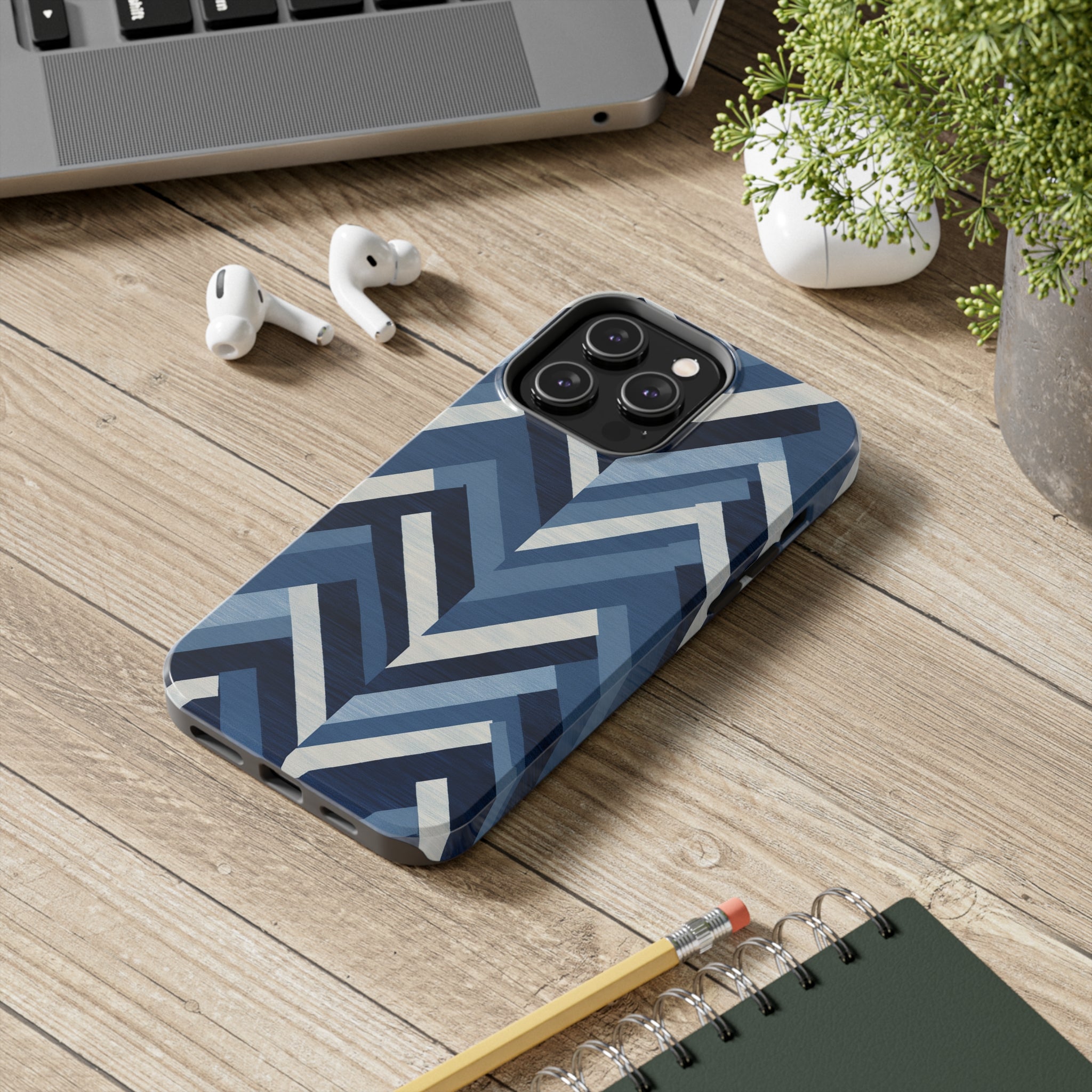 Azure Mosaic: Impact-Resistant iPhone Case