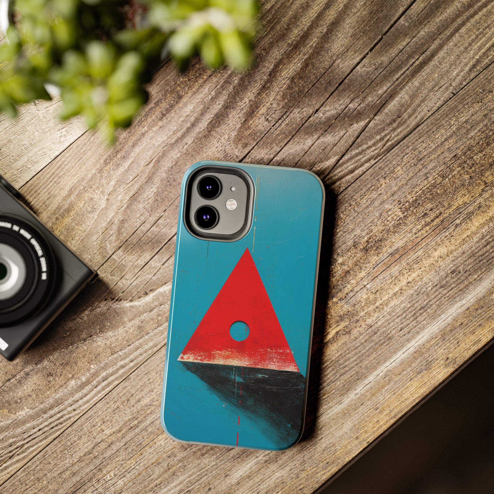 Spooky Red Triangle: Impact-Resistant iPhone Case